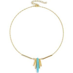 Dainty Gold Chain & Turquoise Pendant and Bar Accents Bohemian Western